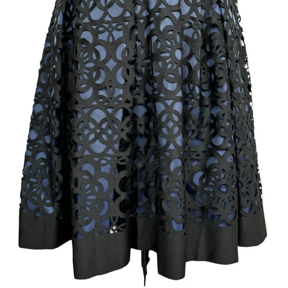 Muse Laser Cut Dress Sz 8 Black Navy Eyelet Party Cocktail Formal Wedding Lace - Picture 6 of 15